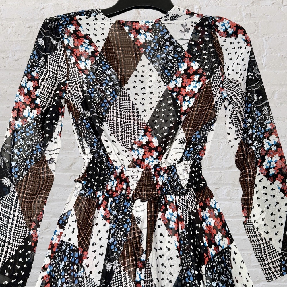 Tommy Hilfiger Patchwork Faux Wrap‎ Peasant Dress Size XS Handkerchief Hem NWT - Picture 11 of 15